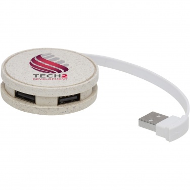 Logo trade mainoslahja ja liikelahja tuotekuva: Kenzu vehnänolkinen USB-keskitin