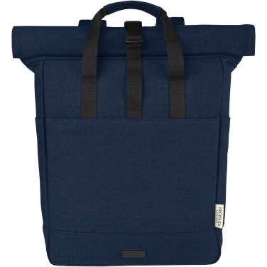Logotrade mainostuote tuotekuva: Joey 15” GRS-kierrätetystä kankaasta valmistettu rullattava reppu kannettavalle tietokoneelle 15 l