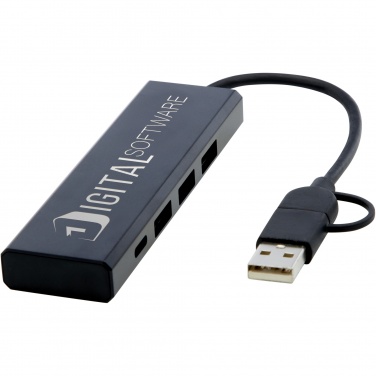 Logo trade liikelahja kuva: Rise RCS-kierrätetystä alumiinista valmistettu USB 2.0 -keskitin
