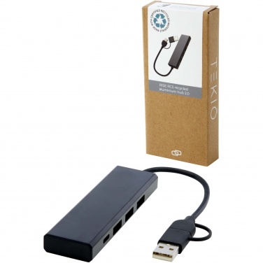 Logotrade liikelahja tuotekuva: Rise RCS-kierrätetystä alumiinista valmistettu USB 2.0 -keskitin