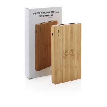 Logo trade liikelahjat mainoslahjat kuva: Bamboo 4000 mAh:n langaton 5W varavirtalähde