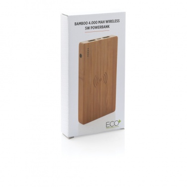 Logo trade mainoslahja ja liikelahja tuotekuva: Bamboo 4000 mAh:n langaton 5W varavirtalähde