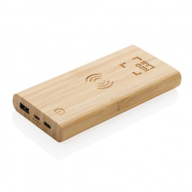Logo trade liikelahja mainoslahja tuotekuva: 8000 mAh varavirtalähde bambusta