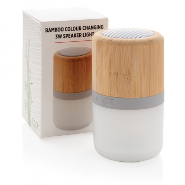 Logotrade liikelahjat kuva: Bamboo 3W kaiutin väriä vaihtavalla valolla