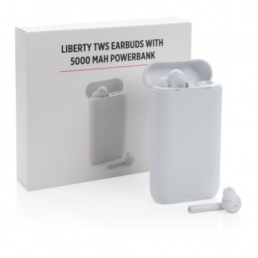 Logotrade mainostuotet kuva: Liberty TWS nappikuulokkeet 5.000 mAh varavirtalähteellä
