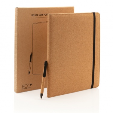 Logotrade liikelahja tuotekuva: Deluxe korkki portfolio A4 kynällä