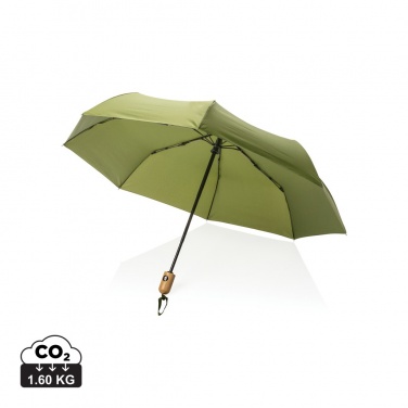 Logotrade mainoslahja tuotekuva: 21" Impact AWARE™ RPET 190T auto open/close bambusateenvarjo