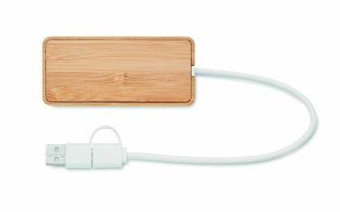 Logo trade mainostuote kuva: 3 portin USB-keskitin bambua