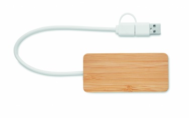 Logotrade mainoslahja ja liikelahja kuva: 3 portin USB-keskitin bambua