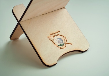 Logo trade liikelahja mainoslahja tuotekuva: Koivuinen puhelinteline