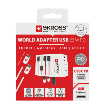 Logotrade mainoslahjat kuva: SKROSS World Travel adapteri MUV 65W PD USB C -kaapelilla