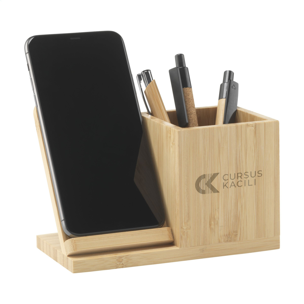 Logo trade mainoslahjat ja liikelahjat kuva: Bamboo Boss 15W laturi/kynäpidike