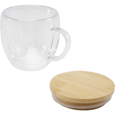 Logotrade mainoslahja tuotekuva: Lenora 250 ml:n lasikuppi bambukannella