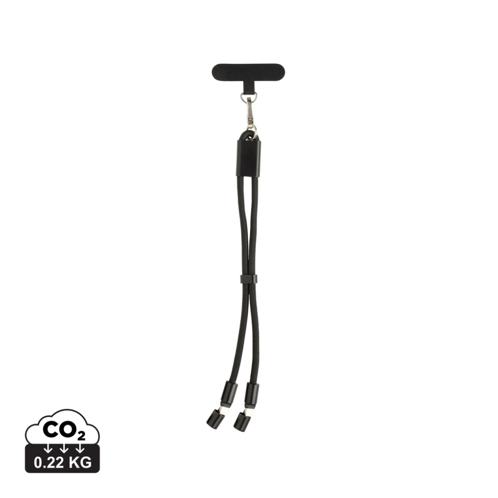 Logo trade mainoslahjat ja liikelahjat kuva: LoopAmp RCS RPET - puhelinrannehihna 60 W:n kaapelilla