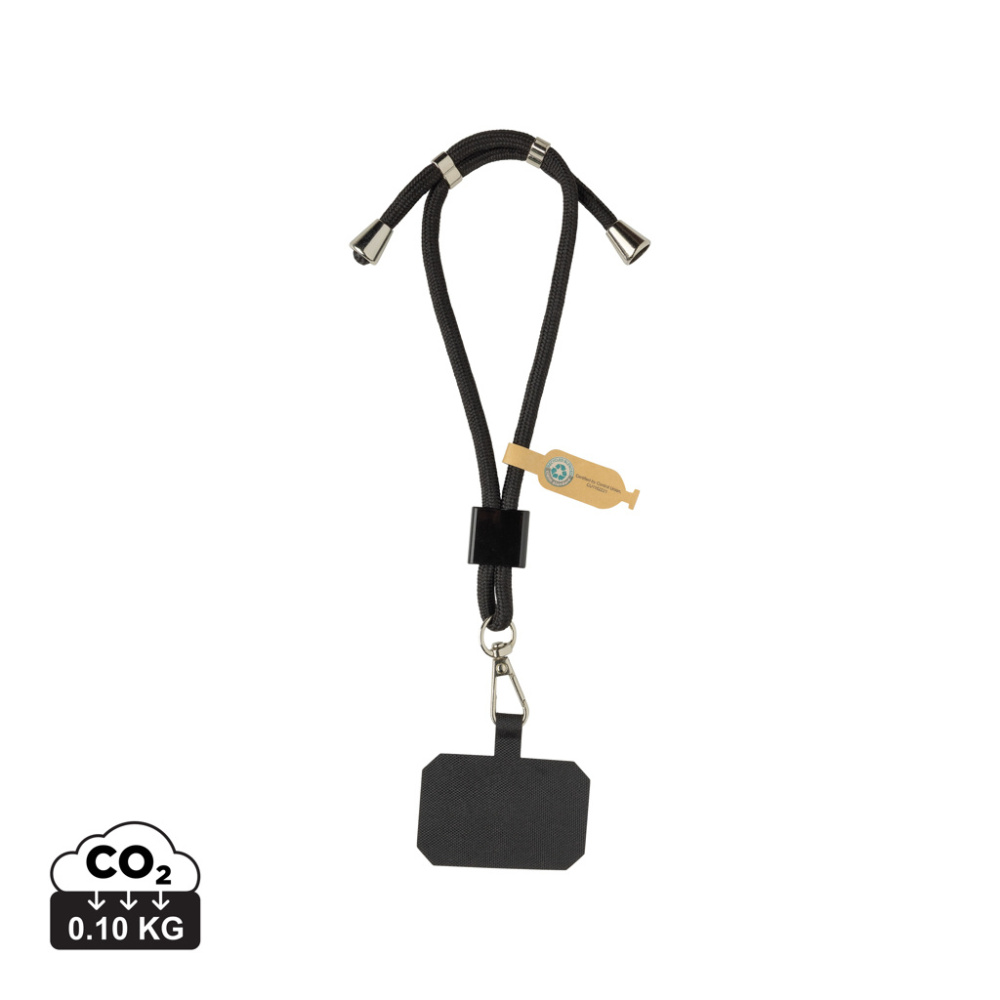 Logo trade liikelahja kuva: CarryLoop RCS -säädettävä puhelinrannehihna, kierrätetty PET