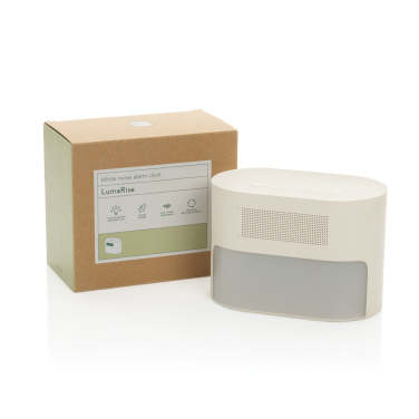 Logo trade liikelahja kuva: LumaRise RCS -herätyskello, valkoinen kohina, kierrätysmuovi
