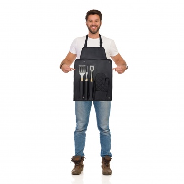 Logotrade logo dāvanas foto: Grils 3-daļīgs BBQ rīku komplekts un cimds 