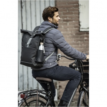 Logotrade korporatīvās dāvanas foto: Aqua 15" GRS otrreizējās pārstrādes ūdensizturīgs roll-top velosipēda soma 20L