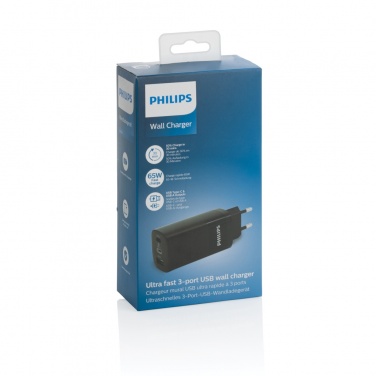 Logotrade logo dāvanas foto: Philips 65 W īpaši ātrs PD 3 portu USB sienas lādētājs