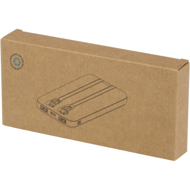 Logotrade Ideja dāvanas foto: Adhil 10.000 mAh 10W pārstrādātas plastmasas pārnēsājamais akumulators ar 2 iebūvētiem kabeļiem