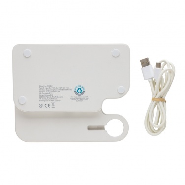 Logotrade reklamprodukter bild: Joltz dubbel 15W-laddare i RCS rplast, med plats för iWatch