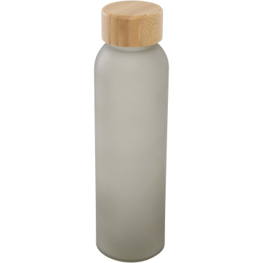 Logotrade kampanjprodukter bild: Lume 500 ml matt glasflaska av silikatglas med bambulock