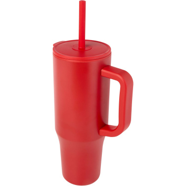 Logotrade profilreklam bild: Brady 900 ml RCS-certifierad isolerad mugg med silikonsugrör