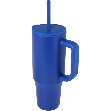 Logotrade kampanjprodukter bild: Brady 900 ml RCS-certifierad isolerad mugg med silikonsugrör
