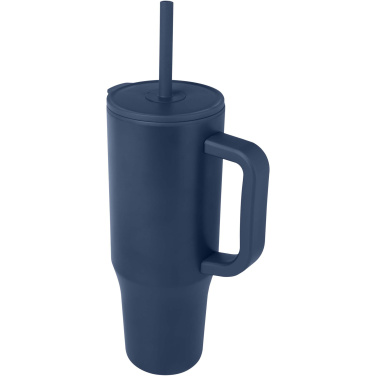 Logotrade presentreklam bild: Brady 900 ml RCS-certifierad isolerad mugg med silikonsugrör