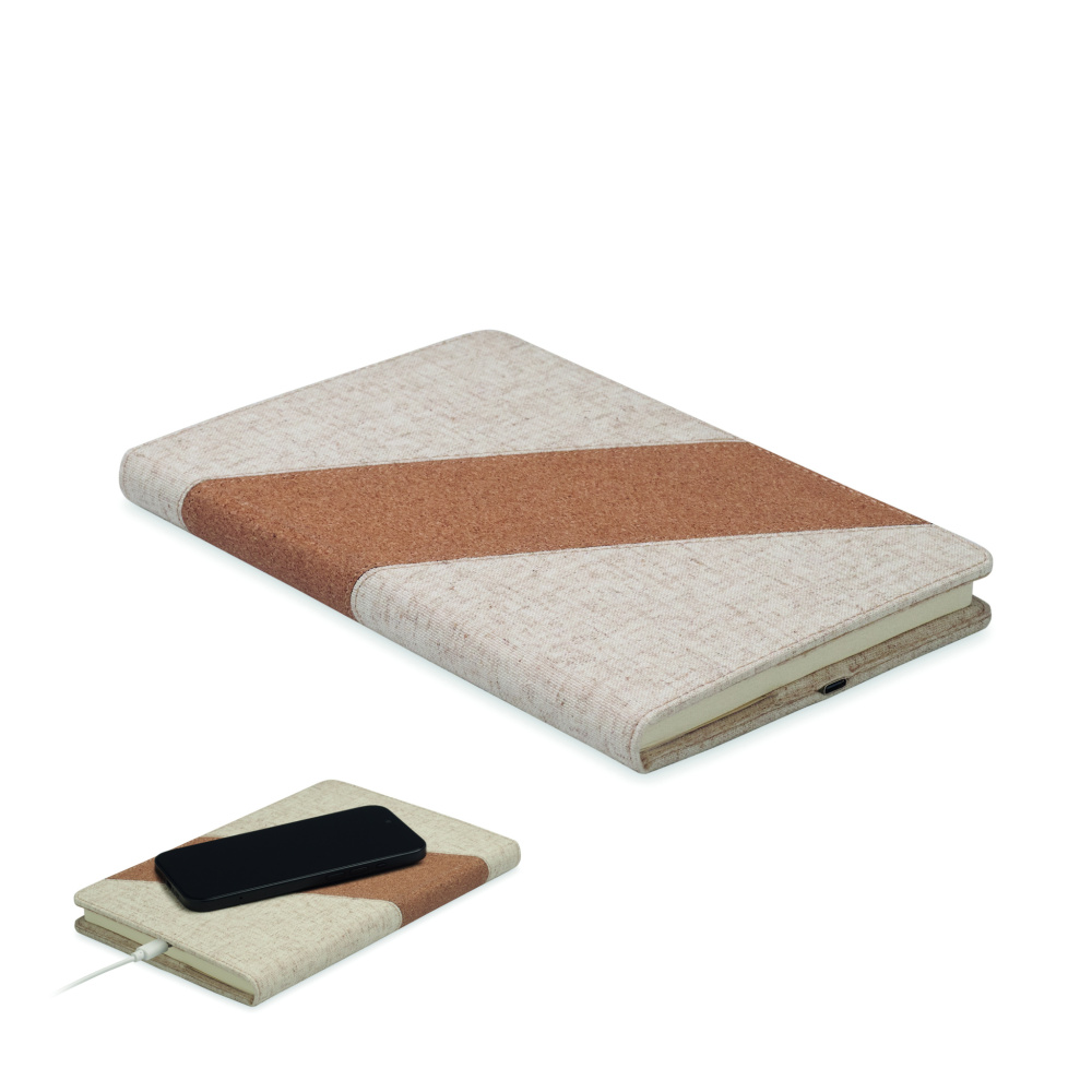 Logotrade profilprodukter bild: A5 anteckningsbok/15W laddare
