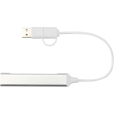 Logotrade kampanjprodukter bild: Alkaid 4-portars USB-A- och Typ-C-hubb med dubbla ingångar av återvunnen aluminium