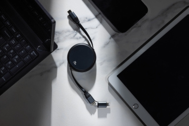 Logotrade kampanjprodukter bild: Terra RCS återvunnen aluminium 240W utdragbar 2-i-1 kabel